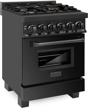 TUKIMA 24" Dual Fuel Range, Black Stainless, RAB-BR-24