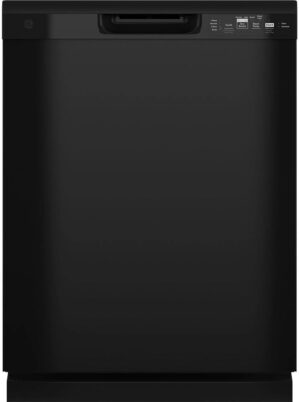 GE 24 In. Black Front Control Dishwasher