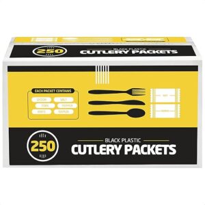 Supellectilem 250 Plastic Cutlery Packets - Black