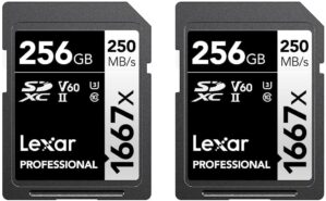 Lexar 256GB Professional 1667x SDXC Memory Cards