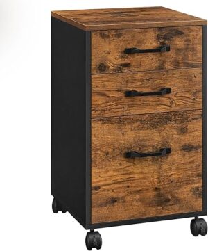 VASAGLE 3 Drawer Filing Cabinet with Wheels UOFC065B01