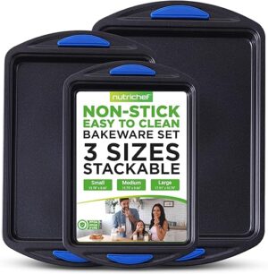 NutriChef 3-Piece Nonstick Baking Pans Set