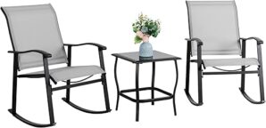 Vongrasig 3 Piece Outdoor Rocking Bistro Set