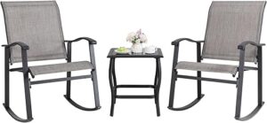 Shintenchi 3 Piece Outdoor Rocking Bistro Set