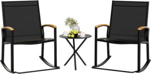 Shintenchi 3 Piece Outdoor Rocking Bistro Set