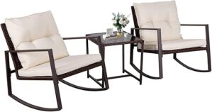 SUNCROWN 3-Piece Outdoor Rocking Chairs Set