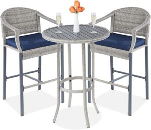 Best Choice Products 3-Piece Outdoor Wicker Bar Table Set