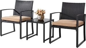Shintenchi 3 Piece Outdoor Wicker Bistro Set