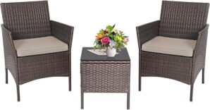 PayLessHere 3-Piece Outdoor Wicker Bistro Set