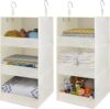 GRANNY SAYS 3-Shelf Foldable Hanging Closet Organizer, Beige