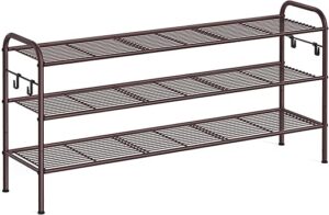 SONGMICS 3-Tier Metal Shoe Rack With Hooks