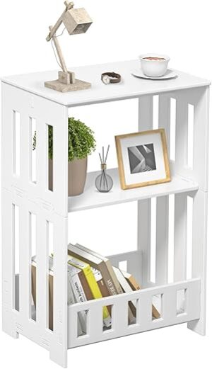 HAYOFAMY 3 Tier Narrow End Table, White