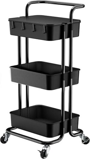 Pipishell 3 Tier Rolling Cart Organizer
