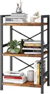 Homeiju 3 Tier Rustic Brown Bookcase Organizer