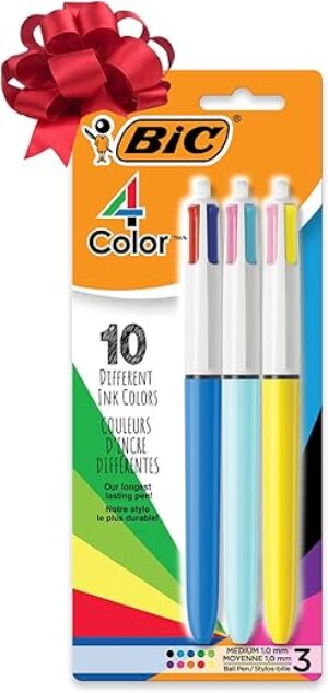 BIC 4-Color Retractable Ball Pens, Medium Point