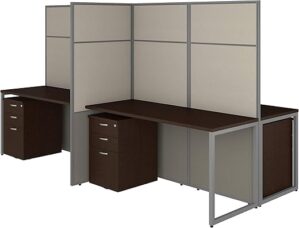 Bush Business Furniture 4 Person Cubicle Desk With File Cabinets