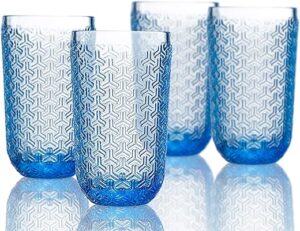 Elle Decor 4 Piece Highball Set, Blue, 14 Ounces