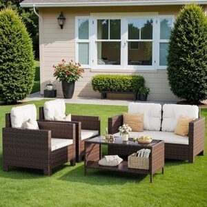 Homall 4 Piece Rattan Patio Furniture Set