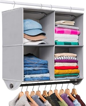 HOLDN’ STORAGE 4 Shelf Hanging Closet Organizer – Grey