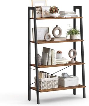 VASAGLE 4-Tier Ladder Shelf, Rustic Brown ULLS144B01