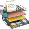 Marbrasse 4-Trays Desktop File Organizer With Pen Holder