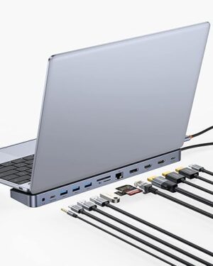 Baseus 4K USB C Docking Station, 2 HDMI+DP