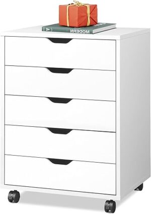DEVAISE 5-Drawer Wood File Cabinet With Wheels