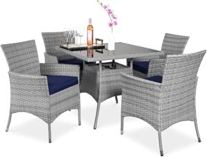 Best Choice Products 5-Piece Wicker Dining Set - Navy