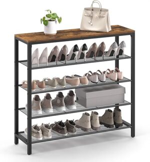 VASAGLE 5-Tier Shoe Rack With Metal Shelves