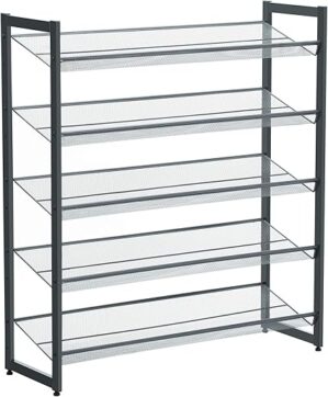 SONGMICS 5-Tier Stackable Shoe Rack, Charcoal Gray ULMR05GB