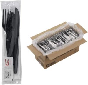 HOUZZKINGZ USA 500 Plastic Cutlery Packets - Black