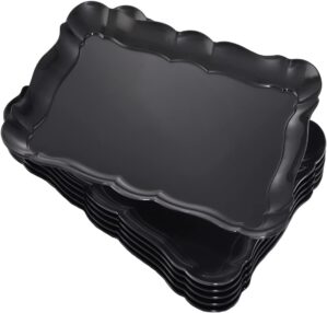 BBG 6 Pack Black Plastic Food Trays