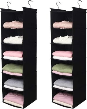 MAX Houser 6 Tier Hanging Closet Organizer, Black