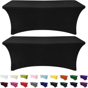SEPARO 6FT Black Spandex Table Cover, 2Pack