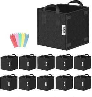 iPower 7 Gallon Square Grow Bags, Black