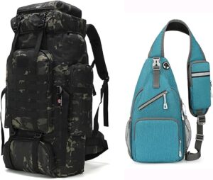 W WINTMING 70L Hiking Backpack, Sling Bag