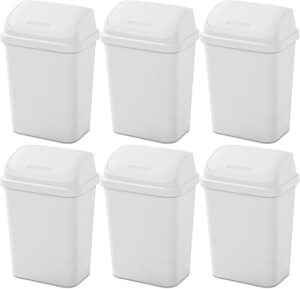 Sterilite 7.8 Gallon SwingTop Wastebasket, White (6 Pack)