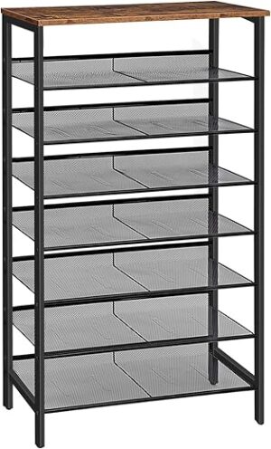 HOOBRO 8-Tier Shoe Rack Organizer, Rustic Brown
