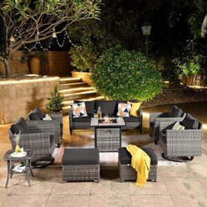ovios 9-Piece Patio Furniture Set With Fire Pit