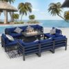 9 Piece Patio Furniture Set With Fire Pit