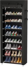 Calmootey 9 Tier Shoe Rack Organizer, Black