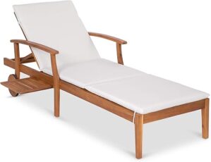 Best Choice Products Acacia Wood Chaise Lounge Chair Recliner
