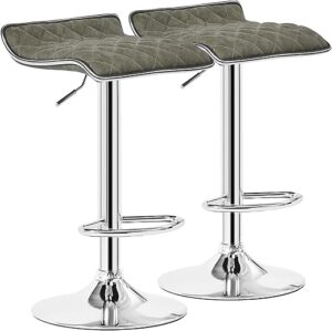 VECELO Adjustable Bar Stools, Dark Green Set