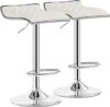 VECELO Adjustable Bar Stools Set, White