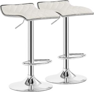 VECELO Adjustable Bar Stools Set, White