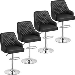 VECELO Adjustable Bar Stools Set With Back