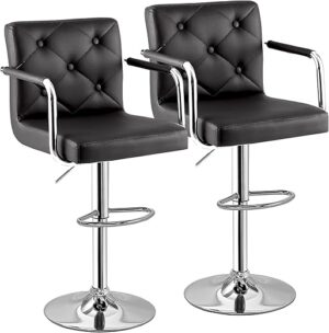 VECELO Adjustable Grey Swivel Bar Stools Set
