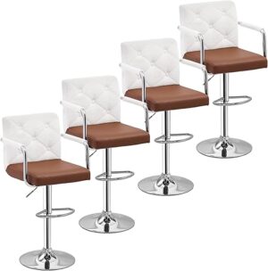 VECELO Adjustable Swivel Bar Stools, Set of 4