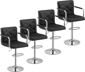 VECELO Adjustable Swivel PU Leather Bar Stools
