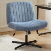 Sweetcrispy Armless Swivel Vanity Chair, Height Adjustable